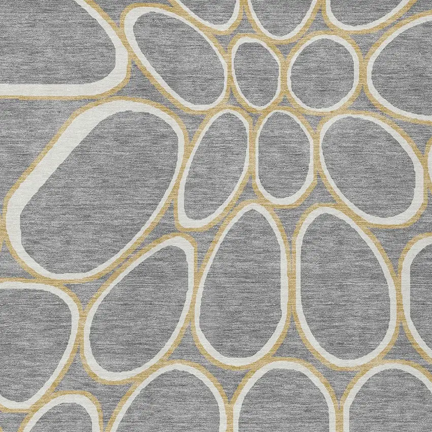 Gray Ivory And Beige Abstract Washable Indoor Outdoor Area Rug Photo 6