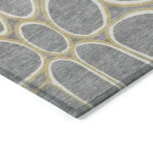Photo of Gray Ivory And Beige Abstract Washable Indoor Outdoor Area Rug