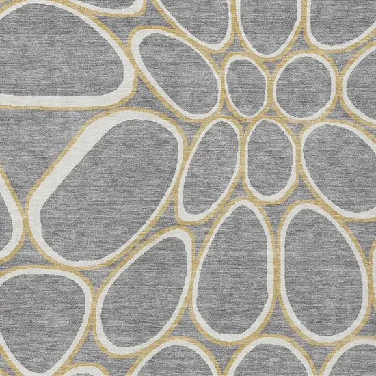 Gray Ivory And Beige Abstract Washable Indoor Outdoor Area Rug Photo 6