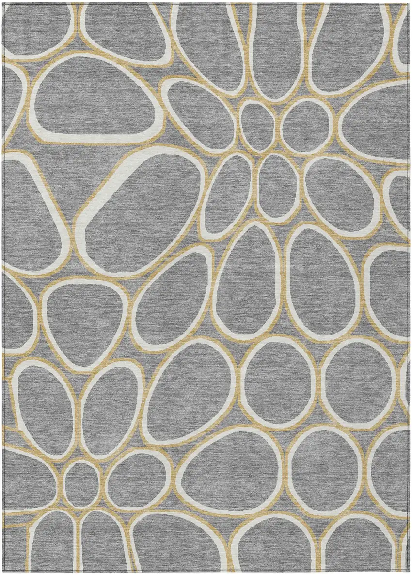 Gray Ivory And Beige Abstract Washable Indoor Outdoor Area Rug Photo 2