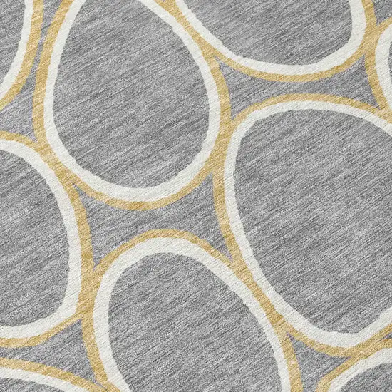 Gray Ivory And Beige Abstract Washable Indoor Outdoor Area Rug Photo 7