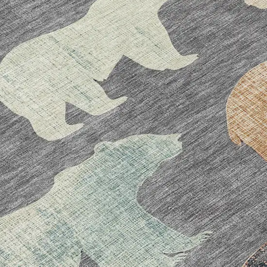 Gray Ivory And Beige Bear Washable Indoor Outdoor Area Rug Photo 8