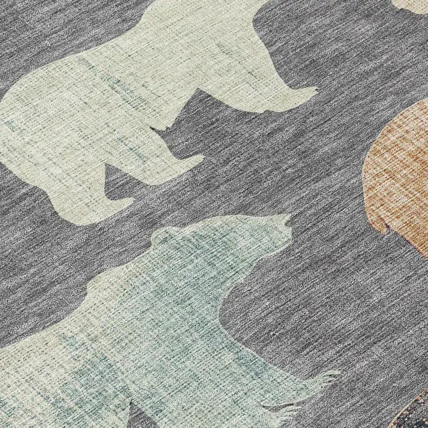 Gray Ivory And Beige Bear Washable Indoor Outdoor Area Rug Photo 8
