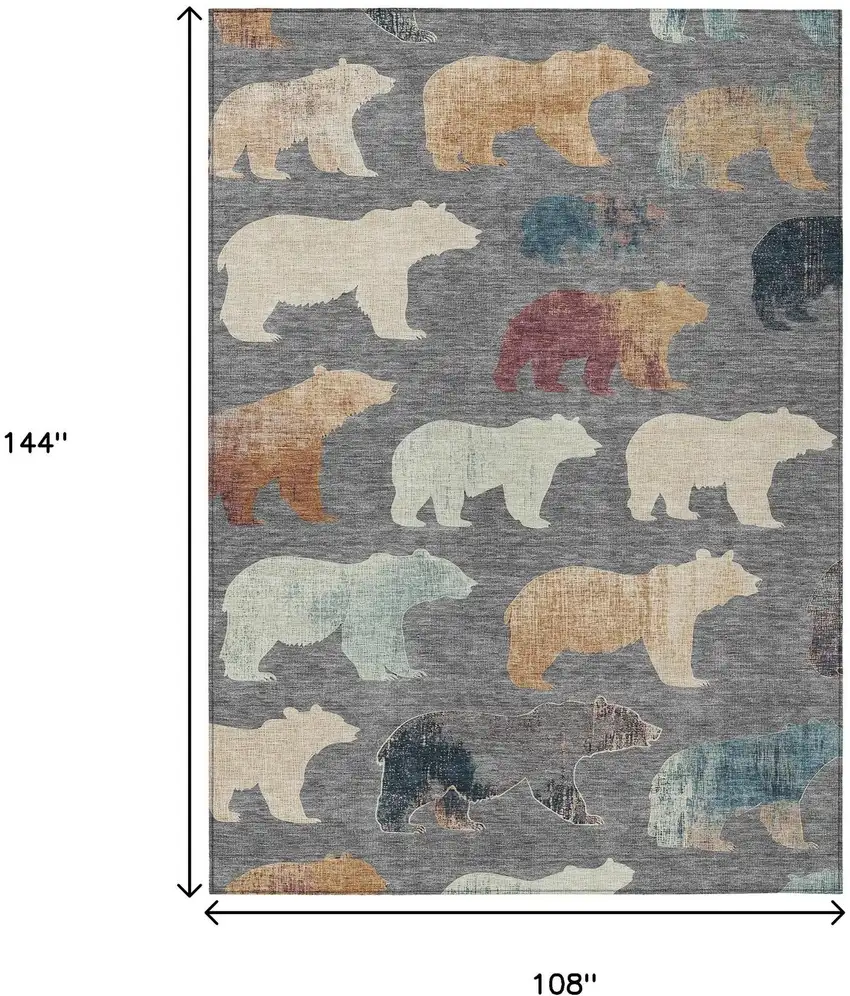 Gray Ivory And Beige Animal Print Washable Indoor Outdoor Area Rug Photo 3