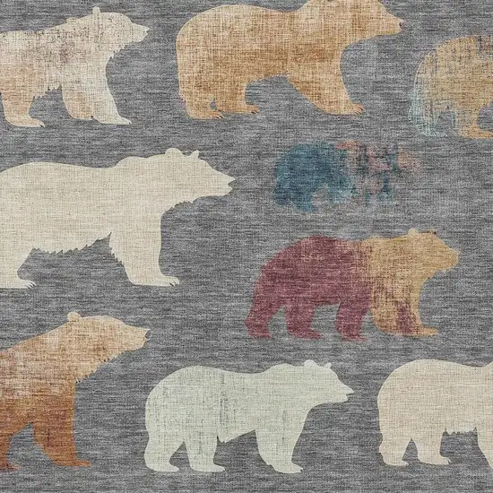 Gray Ivory And Beige Animal Print Washable Indoor Outdoor Area Rug Photo 7