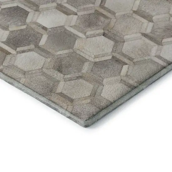 Gray Ivory And Beige Geometric Washable Area Rug With UV Protection Photo 7