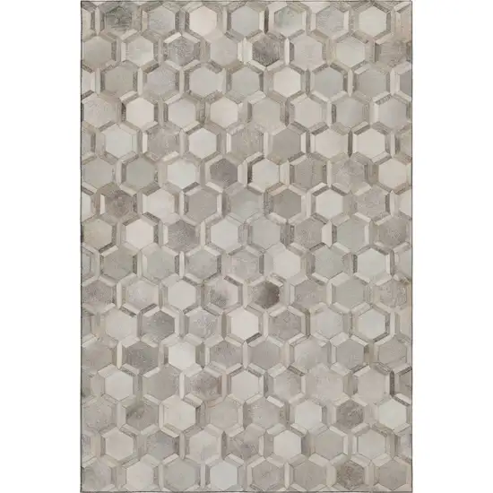 Gray Ivory And Beige Geometric Washable Area Rug With UV Protection Photo 2