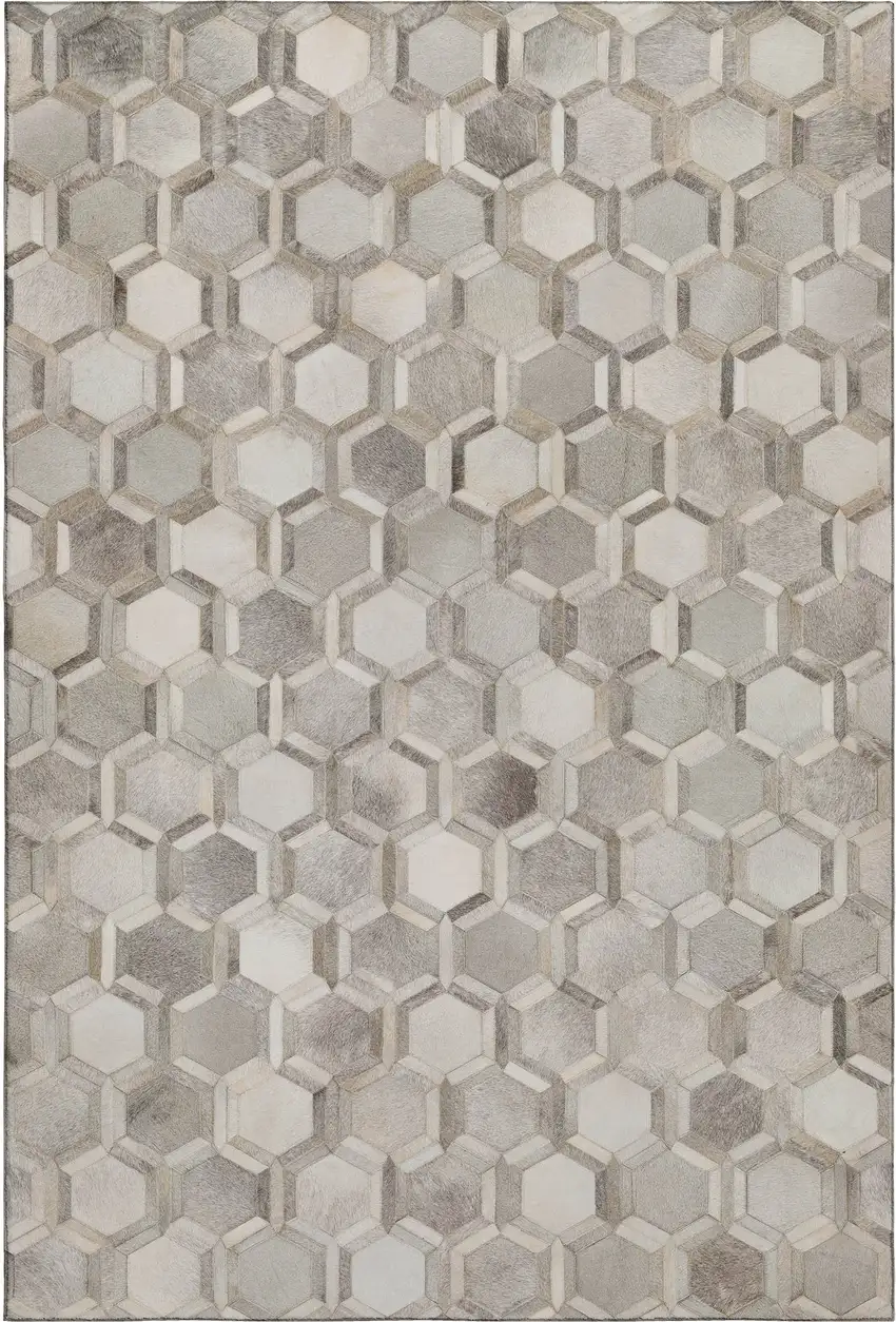 Gray Ivory And Beige Geometric Washable Area Rug With UV Protection Photo 2