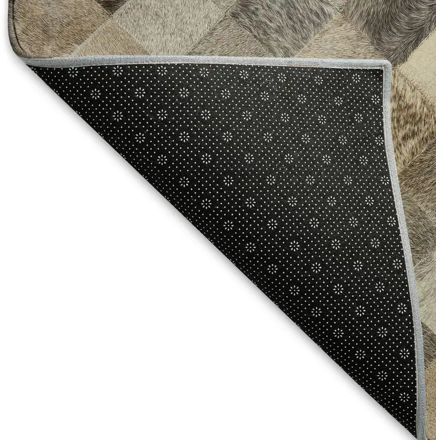 Beige Gray And Ivory Cowhide Print Washable Area Rug With UV Protection Photo 4