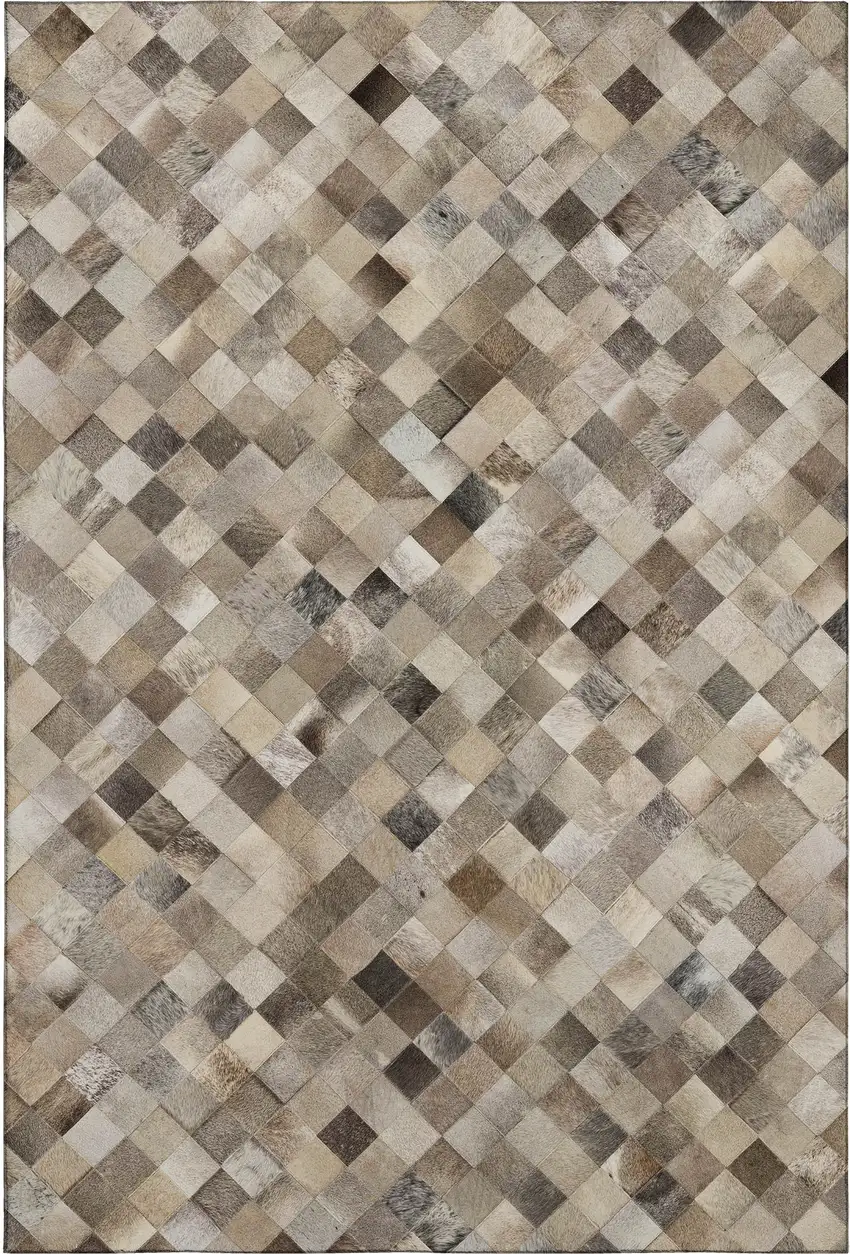 Beige Gray And Ivory Cowhide Print Washable Area Rug With UV Protection Photo 2