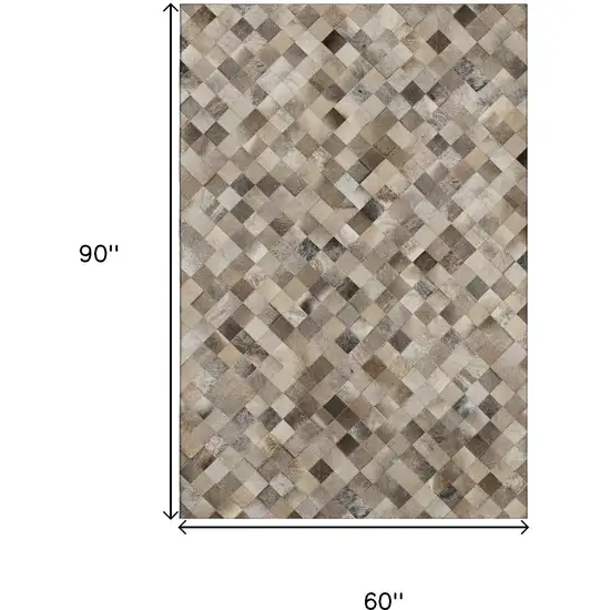 Beige Gray And Ivory Cowhide Print Washable Area Rug With UV Protection Photo 3