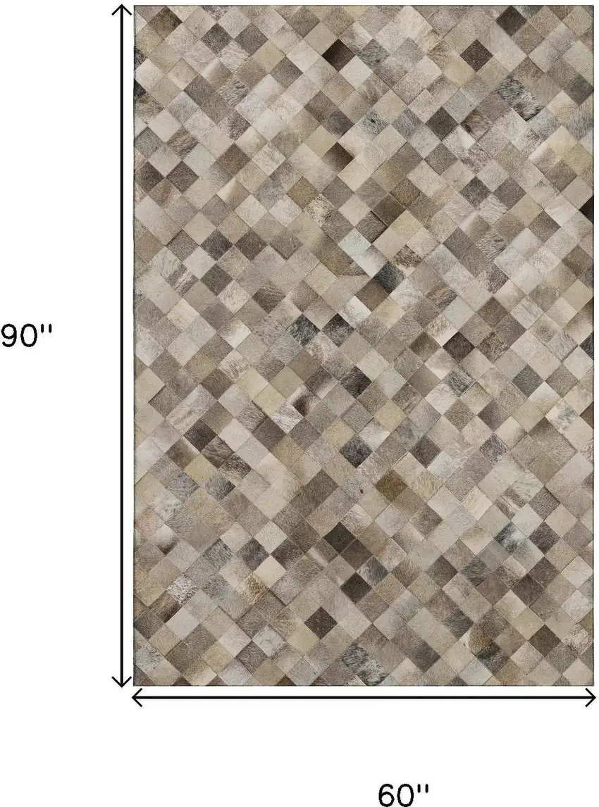 Beige Gray And Ivory Cowhide Print Washable Area Rug With UV Protection Photo 3
