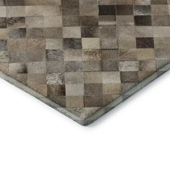 Beige Gray And Ivory Cowhide Print Washable Area Rug With UV Protection Photo 5