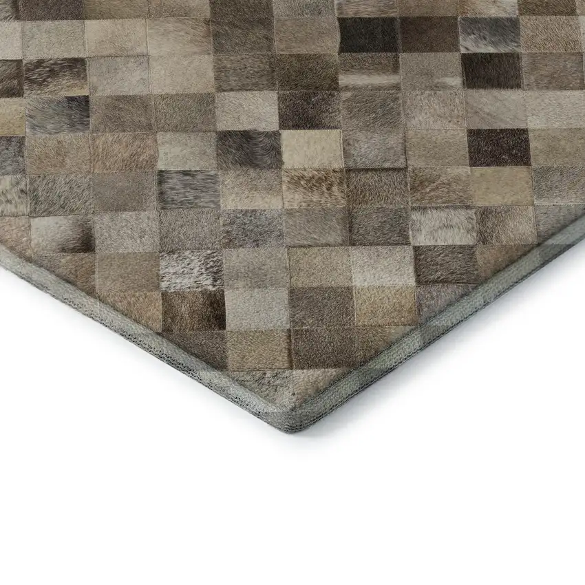 Beige Gray And Ivory Cowhide Print Washable Area Rug With UV Protection Photo 5