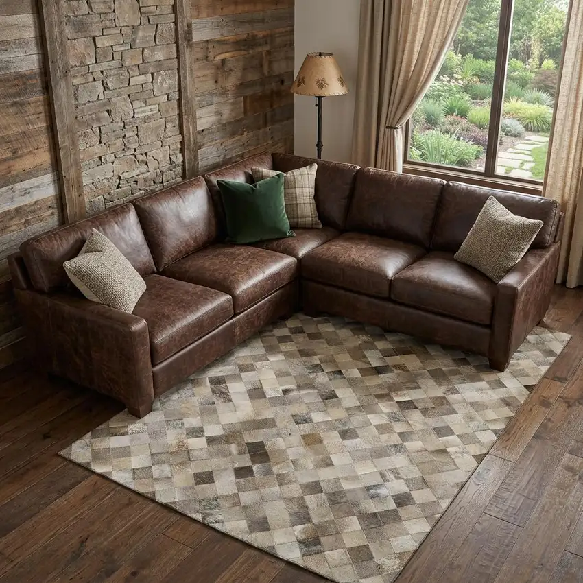 Gray Ivory And Beige Patchwork Washable Area Rug With UV Protection Photo 1