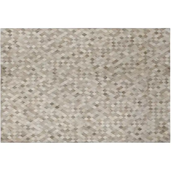 Gray Ivory And Beige Diamond Washable Area Rug With UV Protection Photo 2