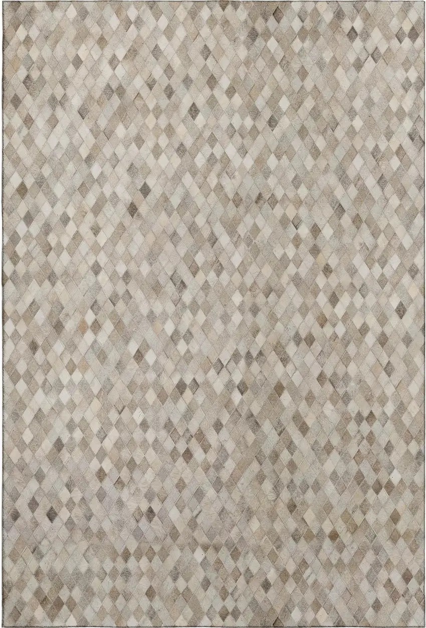 Gray Ivory And Beige Diamond Washable Area Rug With UV Protection Photo 2