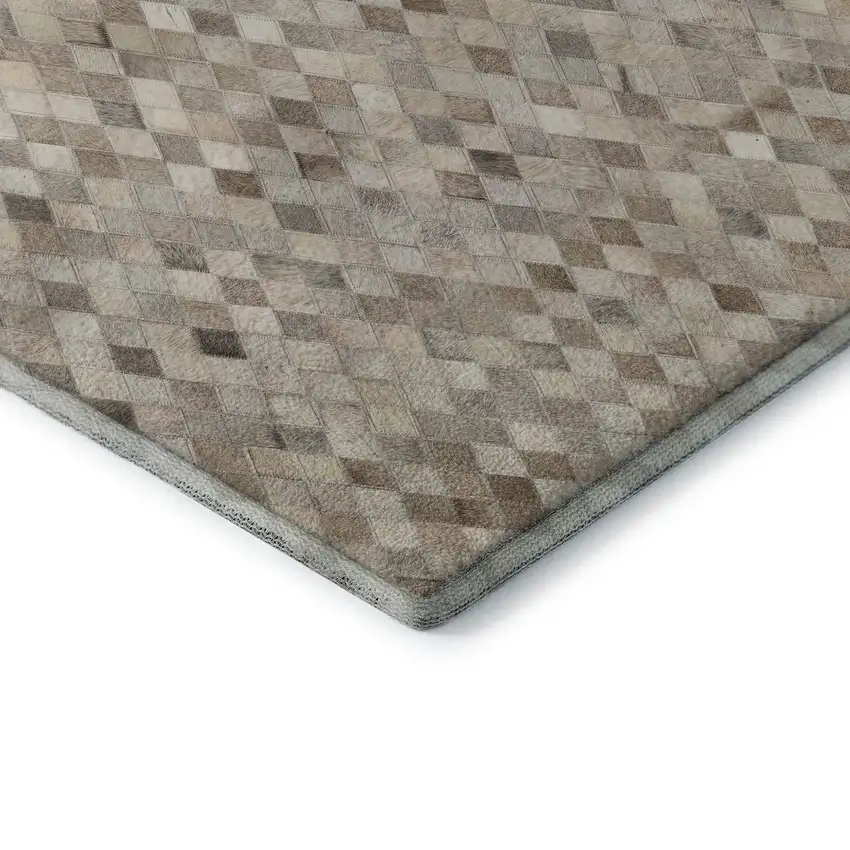 Gray Ivory And Beige Diamond Washable Area Rug With UV Protection Photo 4