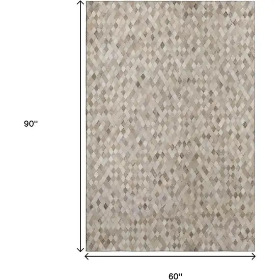 Gray Ivory And Beige Geometric Washable Area Rug With UV Protection Photo 3