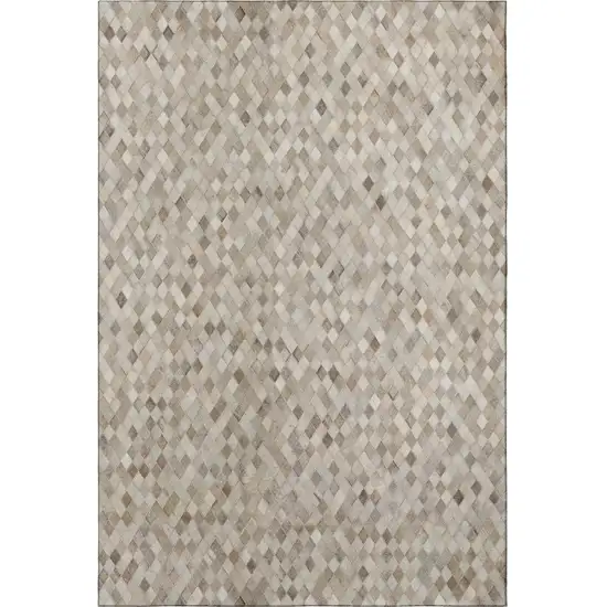 Gray Ivory And Beige Geometric Washable Area Rug With UV Protection Photo 5