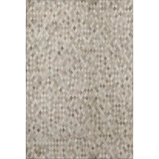 Beige Gray And Ivory Diamond Washable Area Rug With UV Protection Photo 2