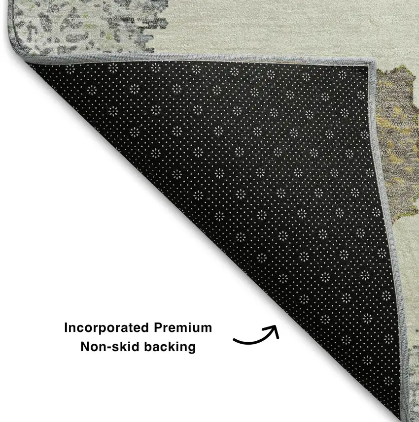 Gray Ivory And Beige Geometric Washable Area Rug With UV Protection Photo 7