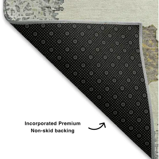Gray Ivory And Beige Geometric Washable Area Rug With UV Protection Photo 7