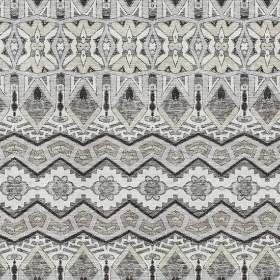 Gray Ivory And Beige Moroccan Washable Area Rug With UV Protection Photo 3