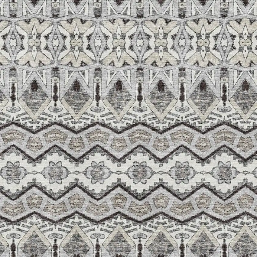 Gray Ivory And Beige Moroccan Washable Area Rug With UV Protection Photo 3