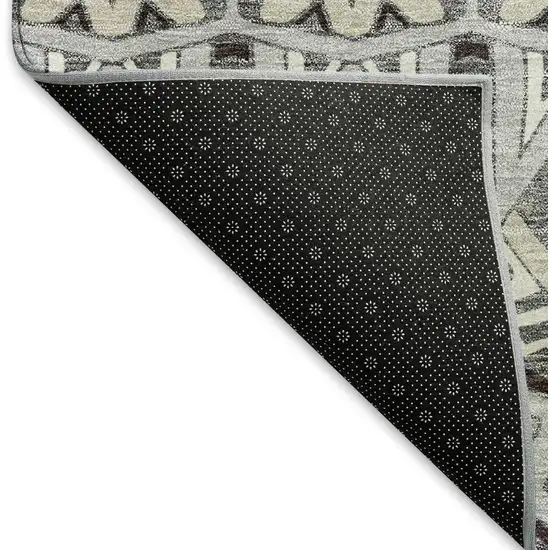 Gray Ivory And Beige Moroccan Washable Area Rug With UV Protection Photo 6
