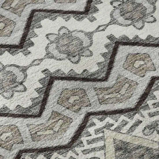 Gray Ivory And Beige Moroccan Washable Area Rug With UV Protection Photo 9