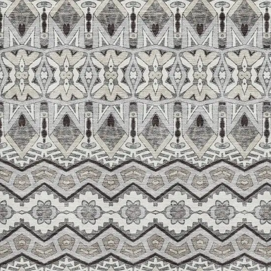 Gray Ivory And Beige Moroccan Washable Area Rug With UV Protection Photo 3