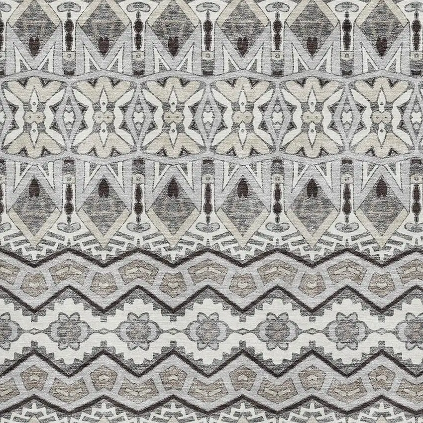 Gray Ivory And Beige Moroccan Washable Area Rug With UV Protection Photo 3