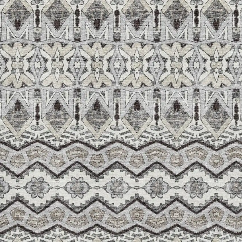 Gray Ivory And Beige Moroccan Washable Area Rug With UV Protection Photo 3