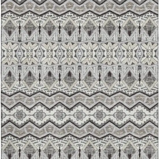 Gray Ivory And Beige Moroccan Washable Area Rug With UV Protection Photo 4