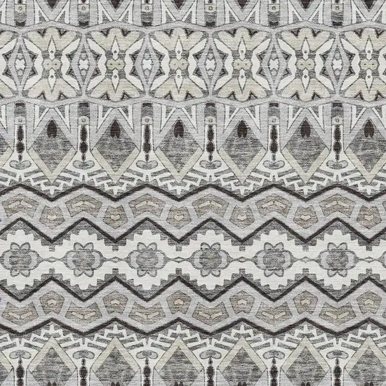 Gray Ivory And Beige Moroccan Washable Area Rug With UV Protection Photo 3