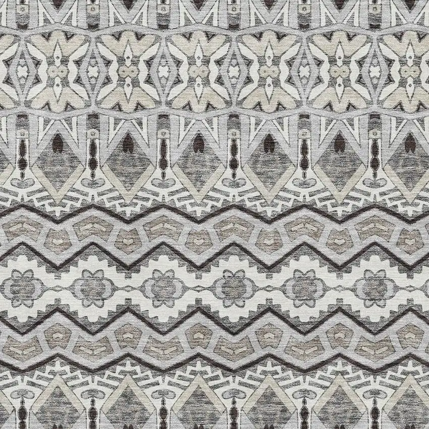 Gray Ivory And Beige Moroccan Washable Area Rug With UV Protection Photo 3