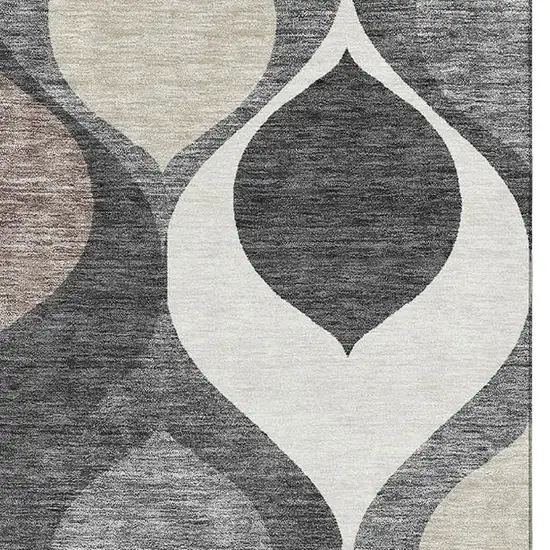 Gray Ivory And Beige Ogee Washable Area Rug With UV Protection Photo 3