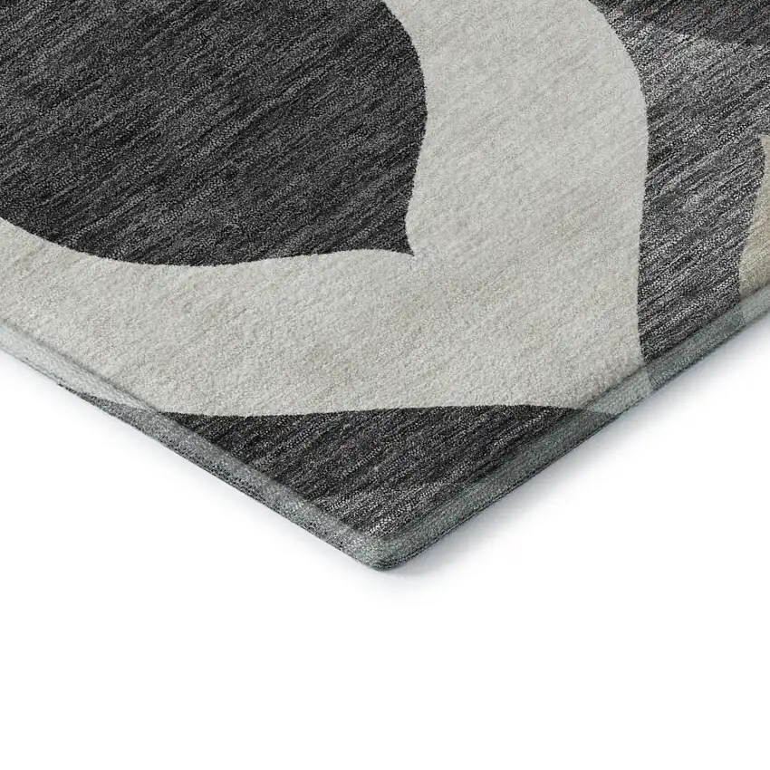 Gray Ivory And Beige Ogee Washable Area Rug With UV Protection Photo 8