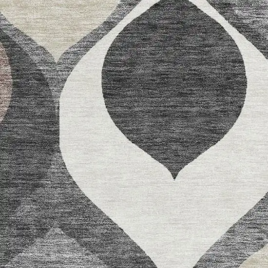 Gray Ivory And Beige Ogee Washable Area Rug With UV Protection Photo 3