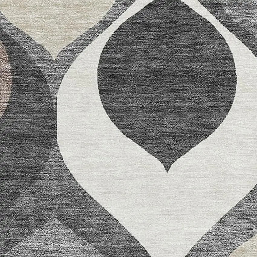 Gray Ivory And Beige Ogee Washable Area Rug With UV Protection Photo 3