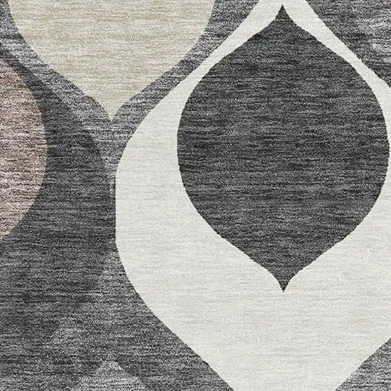Gray Ivory And Beige Ogee Washable Area Rug With UV Protection Photo 3