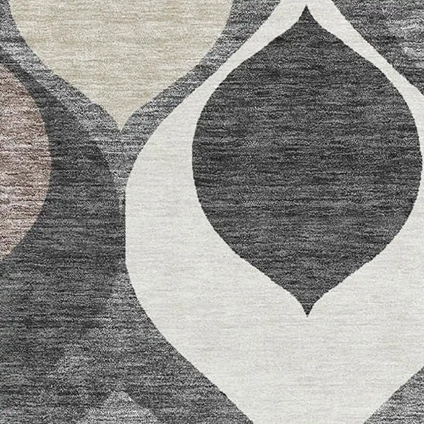 Gray Ivory And Beige Ogee Washable Area Rug With UV Protection Photo 3