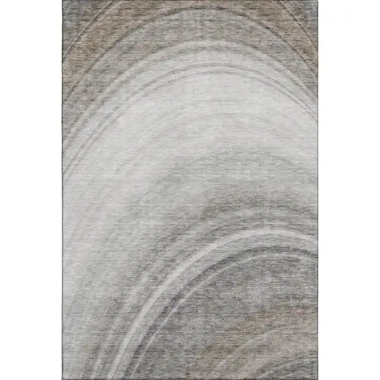 Gray Ivory And Beige Ombre Washable Area Rug With UV Protection Photo 2