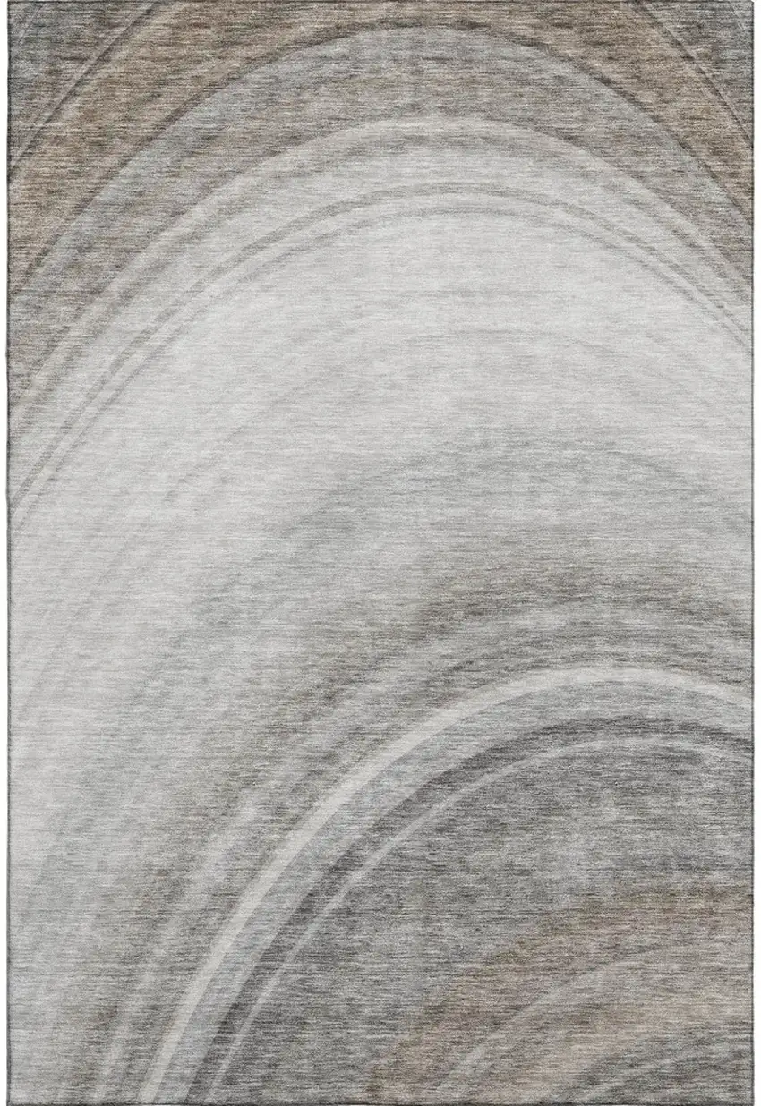 Gray Ivory And Beige Ombre Washable Area Rug With UV Protection Photo 2