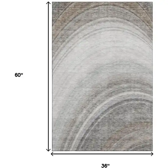 Gray Ivory And Beige Ombre Washable Area Rug With UV Protection Photo 3