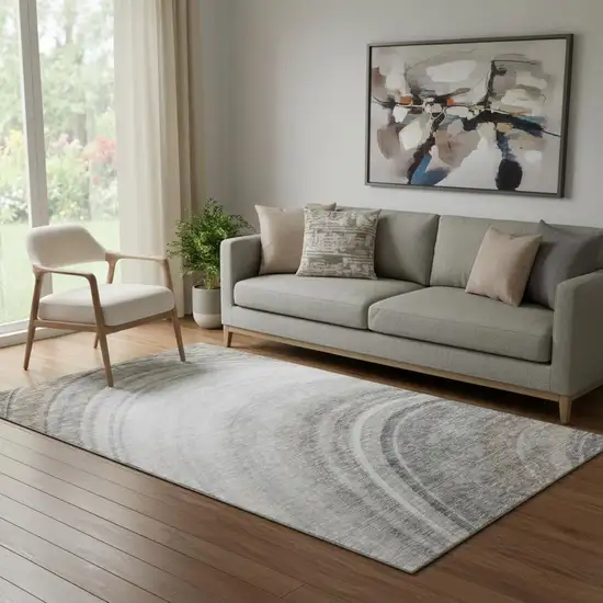 Gray Ivory And Beige Ombre Washable Area Rug With UV Protection Photo 1