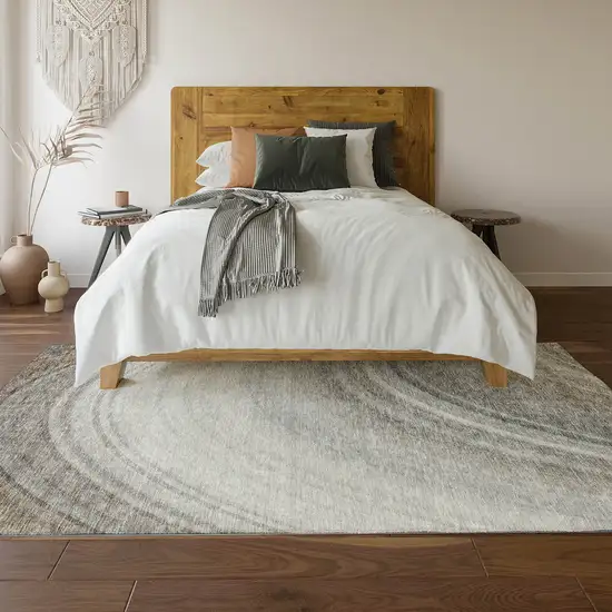 Gray Ivory And Beige Ombre Washable Area Rug With UV Protection Photo 5