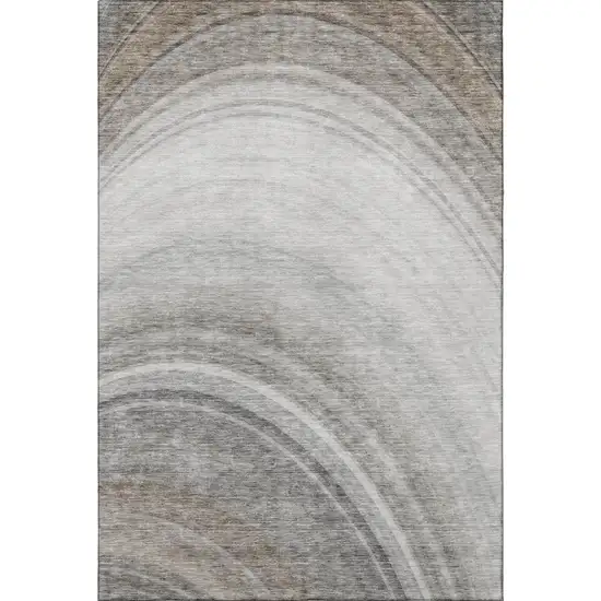 Gray Ivory And Beige Ombre Washable Area Rug With UV Protection Photo 3