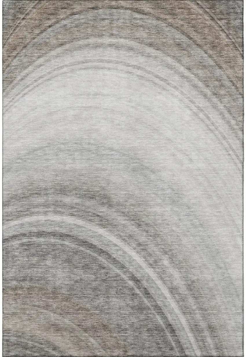 Gray Ivory And Beige Ombre Washable Area Rug With UV Protection Photo 3